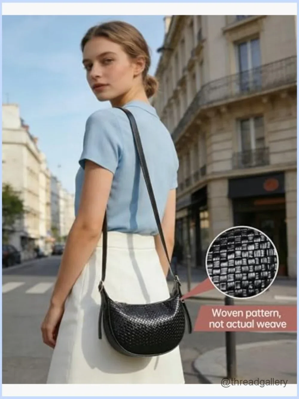 Woven Crescent Hobo Crossbody Bag Set with Detachable Pouch